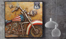 Evel Knievel Style American Flag Motorcycle 3D Wall Art Metal Cutout Painting