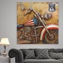 Evel Knievel Style American Flag Motorcycle 3D Wall Art Metal Cutout Painting