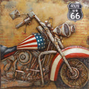 Evel Knievel Style American Flag Motorcycle 3D Wall Art Metal Cutout Painting