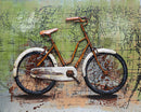 Rustic Bicycle & World Map Travel Bug 3D Wall Art Metal Cutout Painting