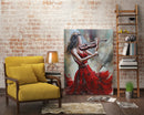 Woman in Red Dress Playing Violin 3D Wall Art Painting Metal Cutout Mixed Media Decor