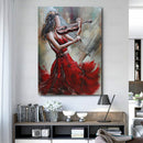 Woman in Red Dress Playing Violin 3D Wall Art Painting Metal Cutout Mixed Media Decor