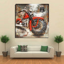 Red Motorcycle Route 66 3D Metal Wall Art Hanging Painting Assemblage Mixed Media