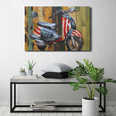 Moped Vespa Scooter Bike American Flag 3D Metal Cutout Wall Painting Decor