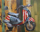 Moped Vespa Scooter Bike American Flag 3D Metal Cutout Wall Painting Decor