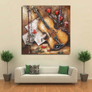 Serene 3D Wall Art Painting Metal Cutout Violin & Roses Musical Decor