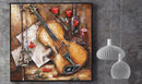 Serene 3D Wall Art Painting Metal Cutout Violin & Roses Musical Decor
