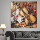 Serene 3D Wall Art Painting Metal Cutout Violin & Roses Musical Decor