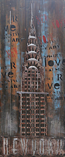 Chrysler Building NYC New York Skyline 3D Metal Wall Art Deco Painting Decor