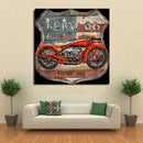 Route 66 American Flag & Red Motorcycle Biker Americana Wall Art 3D Metal Decor