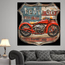 Route 66 American Flag & Red Motorcycle Biker Americana Wall Art 3D Metal Decor