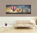 Hot Air Balloons over Paris Skyline 3D Metal Wall Art Mixed Media Painting Decor