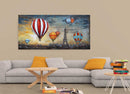 Hot Air Balloons over Paris Skyline 3D Metal Wall Art Mixed Media Painting Decor