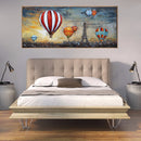 Hot Air Balloons over Paris Skyline 3D Metal Wall Art Mixed Media Painting Decor