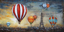 Hot Air Balloons over Paris Skyline 3D Metal Wall Art Mixed Media Painting Decor