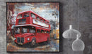 London Double Decker Red Bus 3D Wall Art Metal Cutout Painting Decor