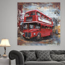 London Double Decker Red Bus 3D Wall Art Metal Cutout Painting Decor