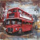 London Double Decker Red Bus 3D Wall Art Metal Cutout Painting Decor