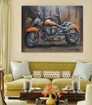 Orange Motorcycle Metal Cutout 3D Hanging Wall Art Painting Mixed Media Decor