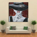 Woman in Hat Hushing Silence Quiet Metal & Wood 3D Wall Art Mixed Media Painting