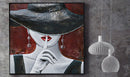 Woman in Hat Hushing Silence Quiet Metal & Wood 3D Wall Art Mixed Media Painting