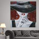 Woman in Hat Hushing Silence Quiet Metal & Wood 3D Wall Art Mixed Media Painting
