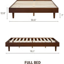 Full size Mid-Century Modern Platform Bed Frame in Dark Brown Wood Finish