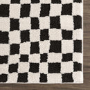 Lajos Black & White Checkered Plush Rug