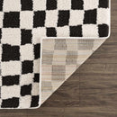 Lajos Black & White Checkered Plush Rug