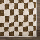 Lajos Brown Checkered Shag Rug