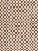 Lajos Brown Checkered Shag Rug