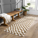 Lajos Brown Checkered Shag Rug