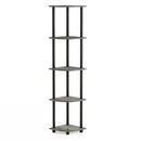 5-Shelf Modern Corner Bookcase in Grey Oak Wood Finish