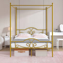 Full size Gold Metal Canopy Bed Frame with 600 lb. Weight Capacity