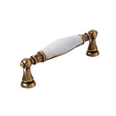 Antique Brass White "Ferrara" Transitional Cabinet Knob and Drawer Pull