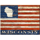 American Flag Wisconsin Minocqua FIR2 | Wall Art Print on Real Wood