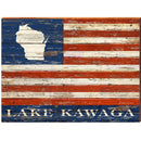 American Flag Wisconsin Lake Kawaga FIR2 | Wall Art Print on Real Wood