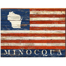 American Flag Wisconsin Minocqua FIR2 | Wall Art Print on Real Wood