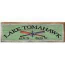 Lake Tomahawk Compass Paddles Light Green Latitude Longitude FIR2 | Wall Art Print on Real Wood