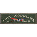 Lake Tomahawk Compass Paddles Green Latitude Longitude FIR2 | Wall Art Print on Real Wood
