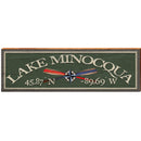 Lake Minocqua Compass Paddles Green Latitude Longitude FIR2 | Wall Art Print on Real Wood