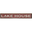 Lake House Cream/Red Signage FIR2 | Wall Art Print on Real Wood