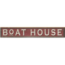 Boat House Cream/Red Signage FIR2 | Wall Art Print on Real Wood