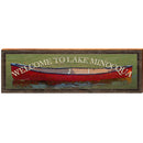 Welcome to Lake Minocqua Red Canoe FIR2 | Wall Art Print on Real Wood