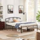 Full size Black Metal Platform Bed Frame with Arched Headboard