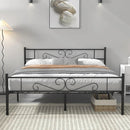 Full Sturdy Metal Platform Bed Frame with Headboard Footboard in Black Finish