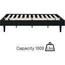 Full size Mid-Century Modern Platform Bed Frame in Black Wood Finish