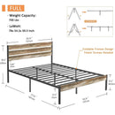 Full size Industrial Rustic Wood / Metal Platform Bed Frame with Headboard