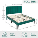 Full size Green Upholstered Platform Bed Frame with Headboard
