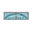 Panama City Beach Sand Dollar Blue Latitude Longitude | Real Wood Wall Art Print